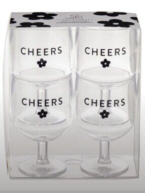 4pc-Stackable Acrylic "Cheers"  Wine Glasses 🖤